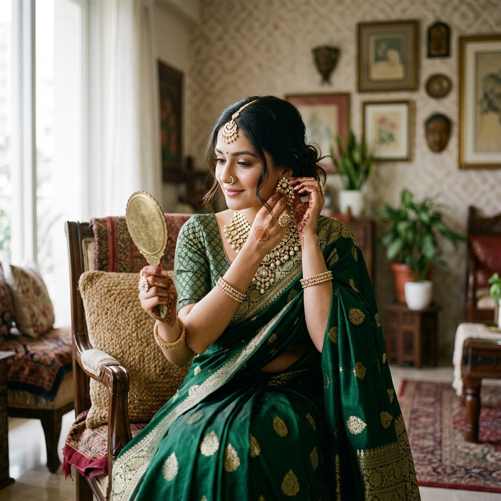 Banarasi silk saree with intricate zari work — Mrudula Vastra collection